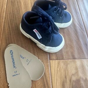 Infant Superga sneakers - Navy, size 17 with inserts.